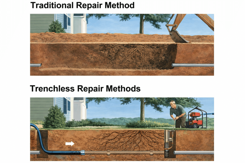 Trenchless vs traditional sewer replacement